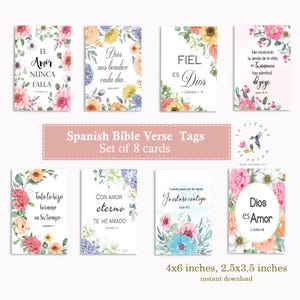 Spanish Bible Verse tags, collage sheet, Scripture art tags,3.50" x 2.50" inspirational cards, 4"x6",  printable spanish bible verse