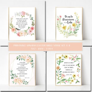 Conjunto de versículos bíblicos de Pascua en español imprimibles, conjunto x8 versículos bíblicos de Pascua en español, paquete de versículos bíblicos de Pascua en español
