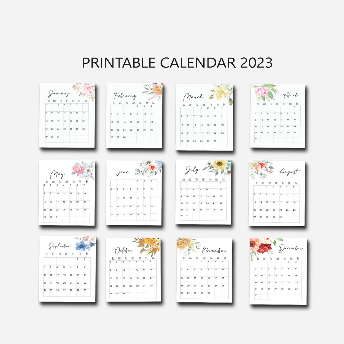 2023 Calendar Printable Wall Calendar 2023 2023 Wall Etsy España