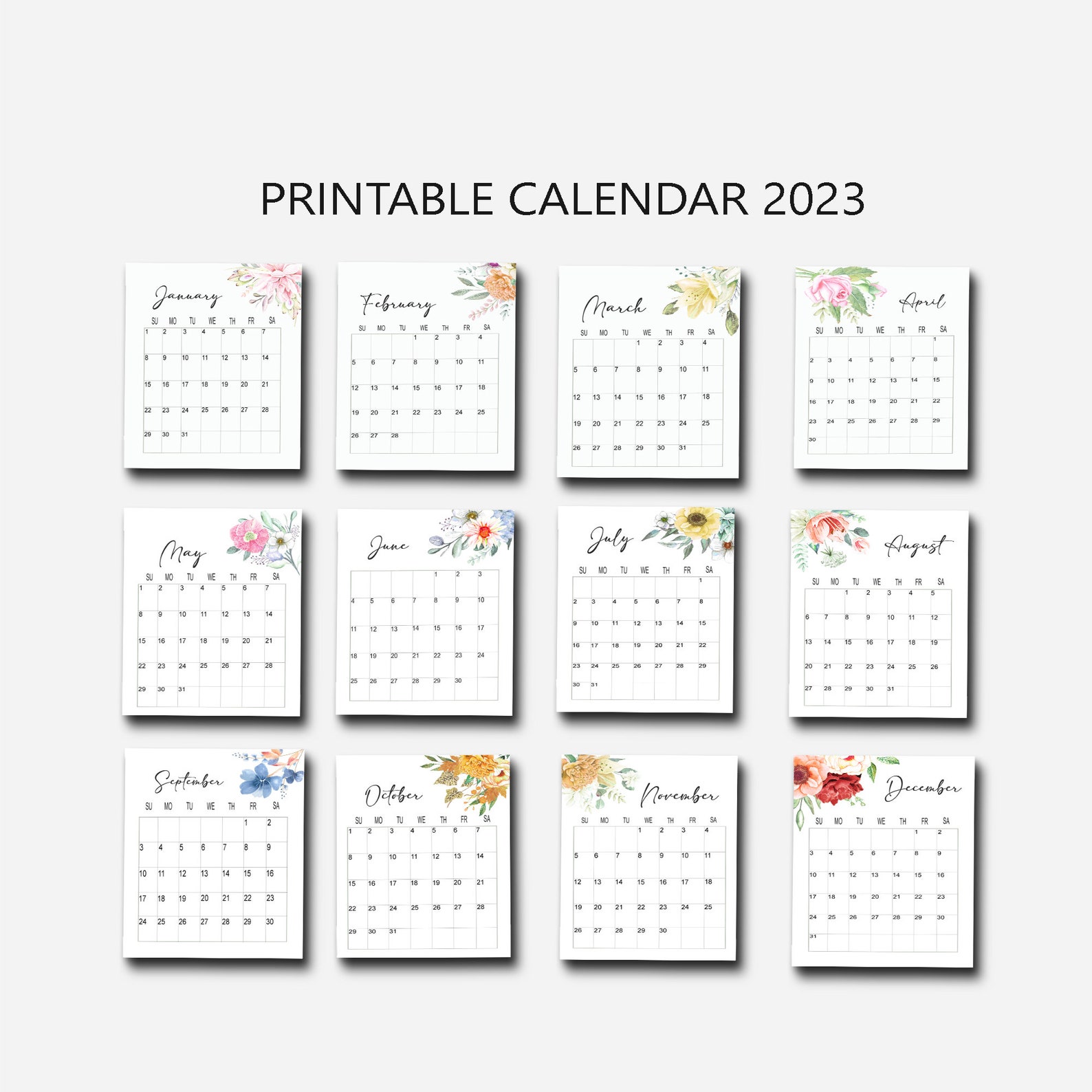 2023 Calendar Printable Wall Calendar 2023 2023 Wall Etsy España