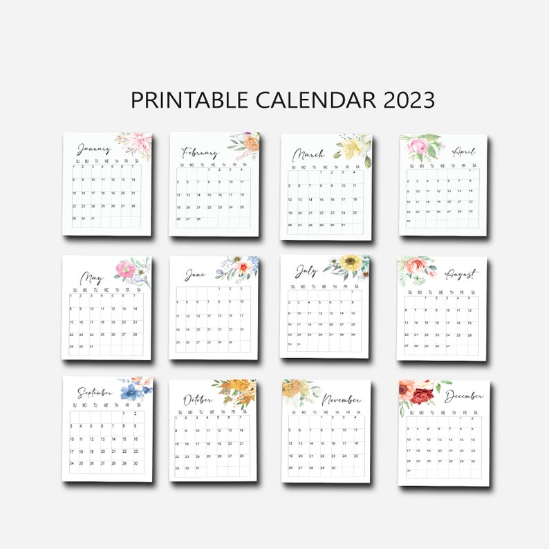 2023 Calendar Printable Wall Calendar 2023 2023 Wall Etsy España