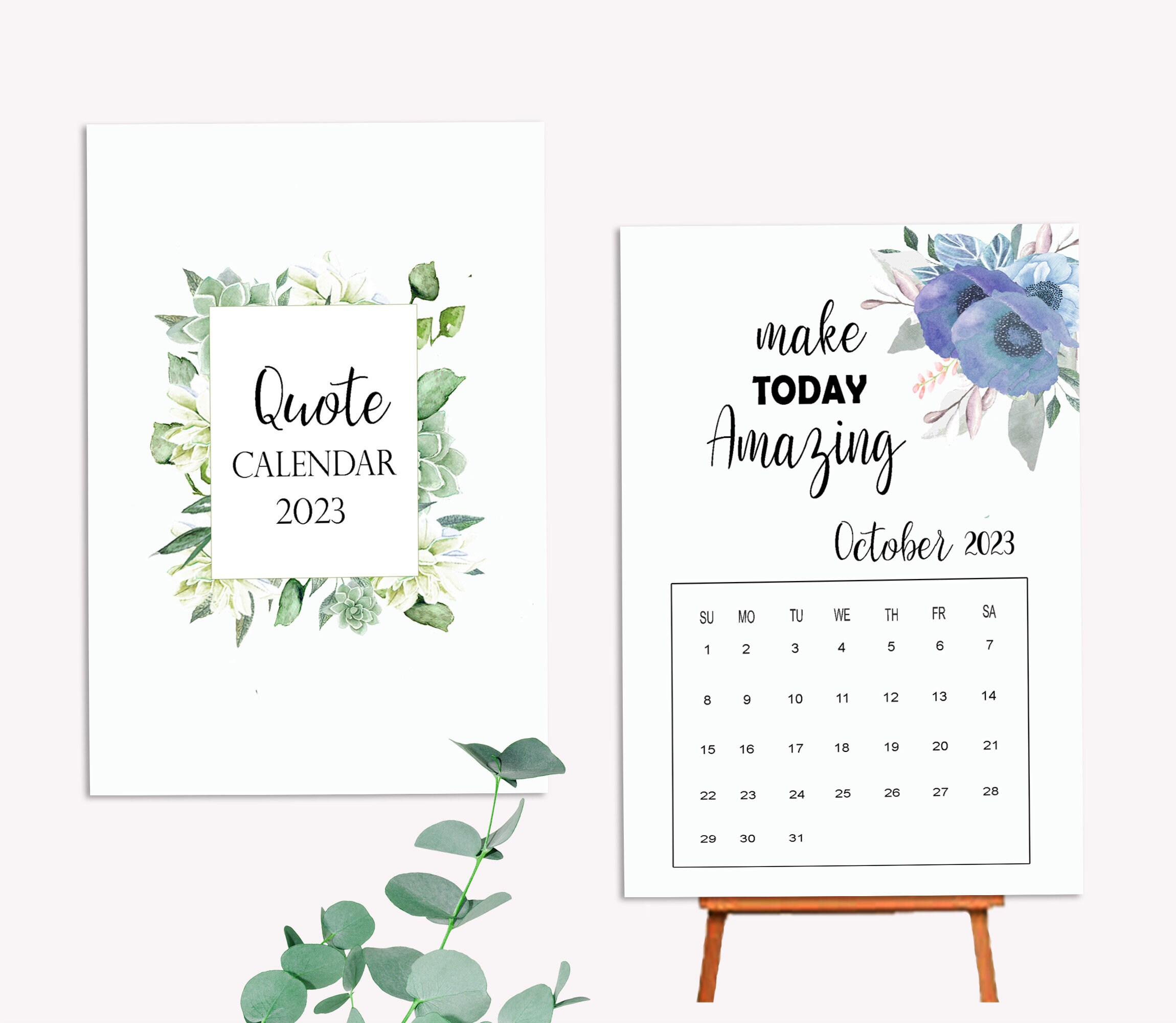 Printable 2023 Quote Calendar Quote Desk Calendar Monthly Etsy
