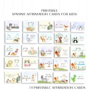 Spanische Affirmationen für Kinder, spanische Positivitätskarten, spanische Motivationskarten, spanische tägliche Affirmation, druckbar