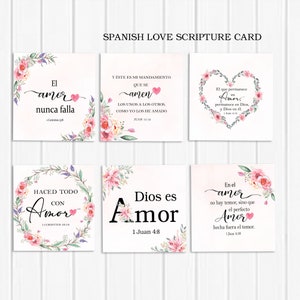 Spanish Love Scripture Cards, Spanish God's Love Cards, Spanish Valentine Bible Verses Card, Spanish Bible Verse Valentine Cards