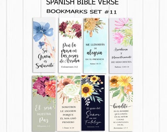 Spanish Bible Bookmarks, Printable Set of 8, 7 x 2.5 Inches, Instant Download, Bookmarks Inspirational Art Journal, Spanish Scripture Cards