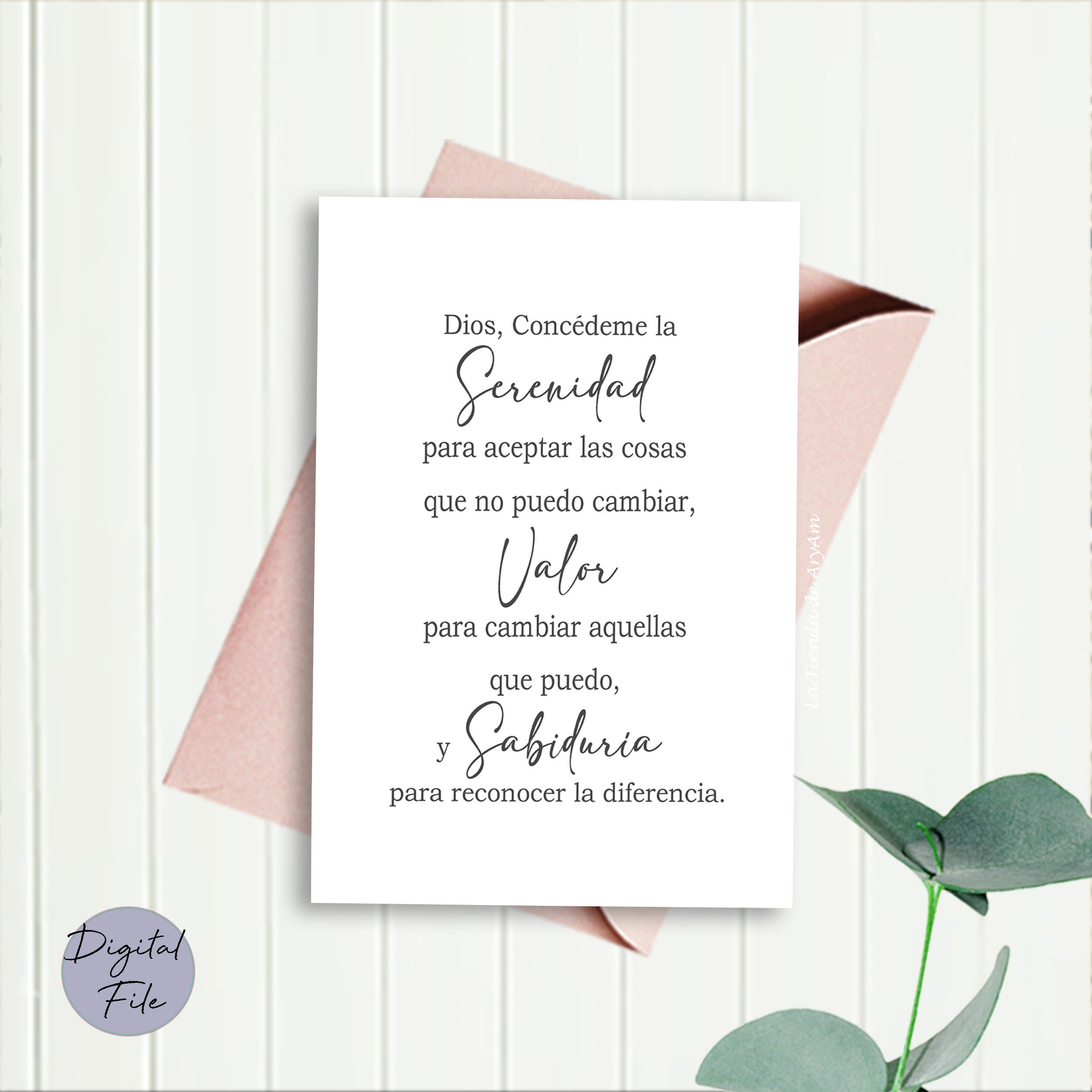 Spanish Serenity Prayer Oración De La Serenidad Christian - Etsy