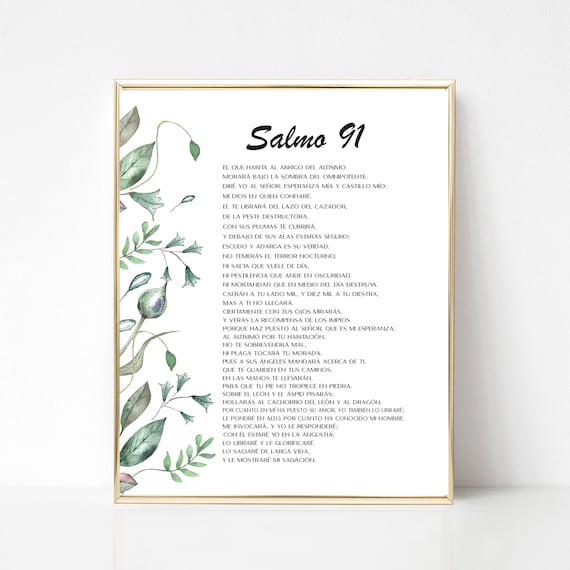 Salmo 91 En Espanol Wall Decor - Psalm 91 Cuadro - Christian Wall