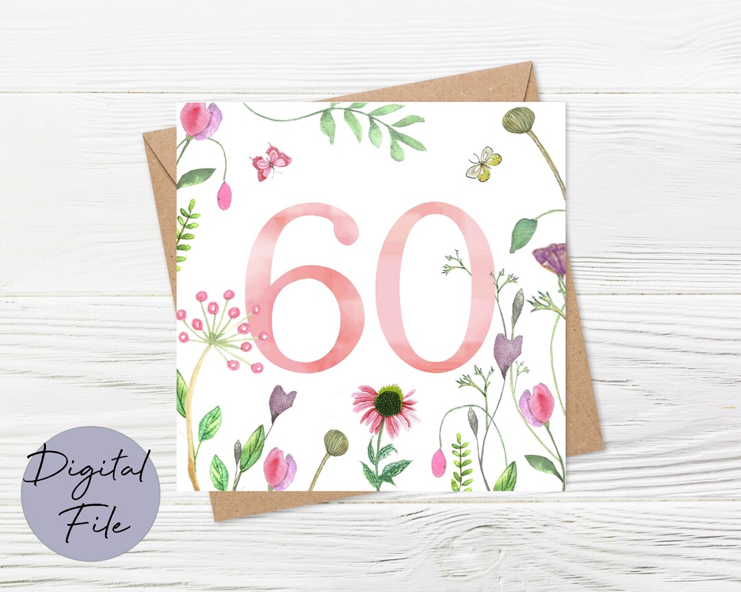 60th Birthday Card, Printable 60th Birthday Card, 60th Birthday Card ...
