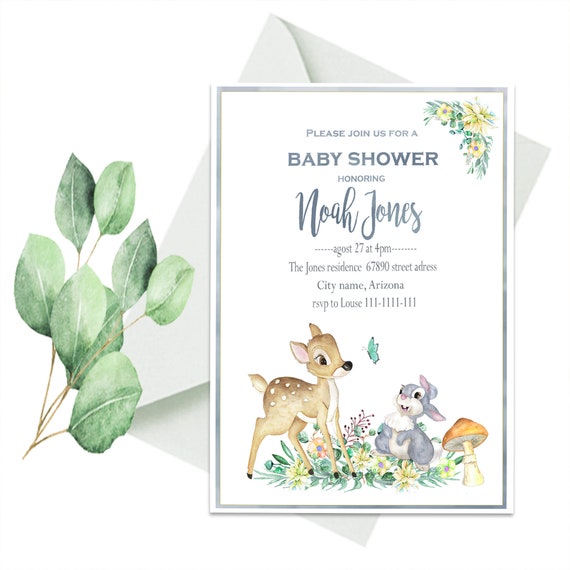bambi baby shower invitations