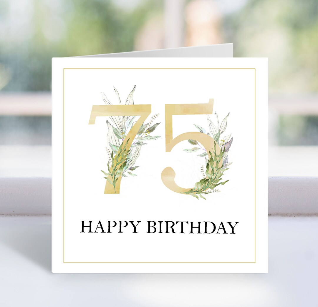 Printable 75th Birthday Card, 75th Birthday Card Printable, 75th Gold ...