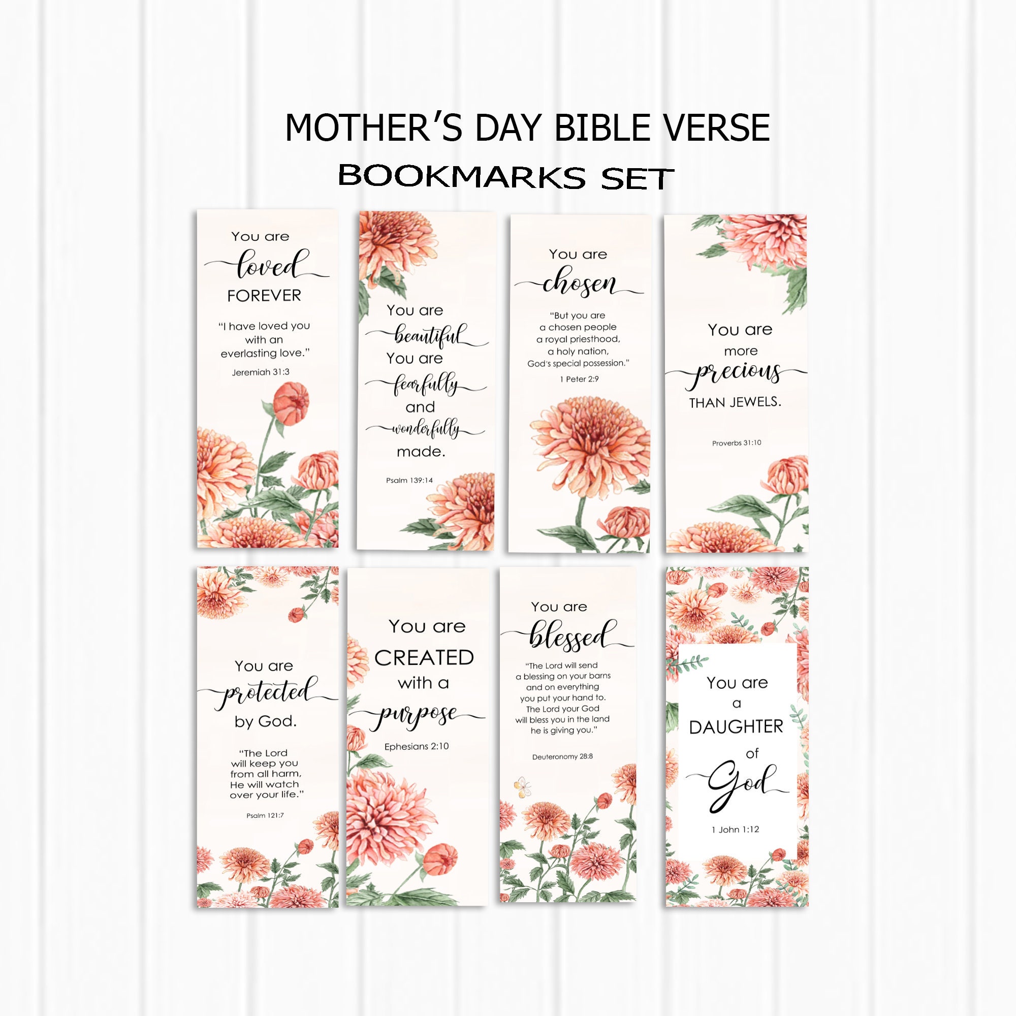 Pink Flowers Happy Mother's Day Proverbs 31:28 Scripture Bookmarks for  Women Mothers Mom Appreciation, Women's Ministry, Church Gifts Bulk 1 Pack  of