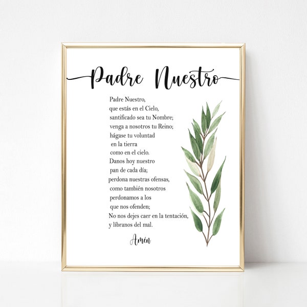 Padre Nuestro, Spanish The Lord's Prayer , Oración del Padre Nuestro, Christian Prayer, Spanish Quote printable, Spanish LORD's Prayer