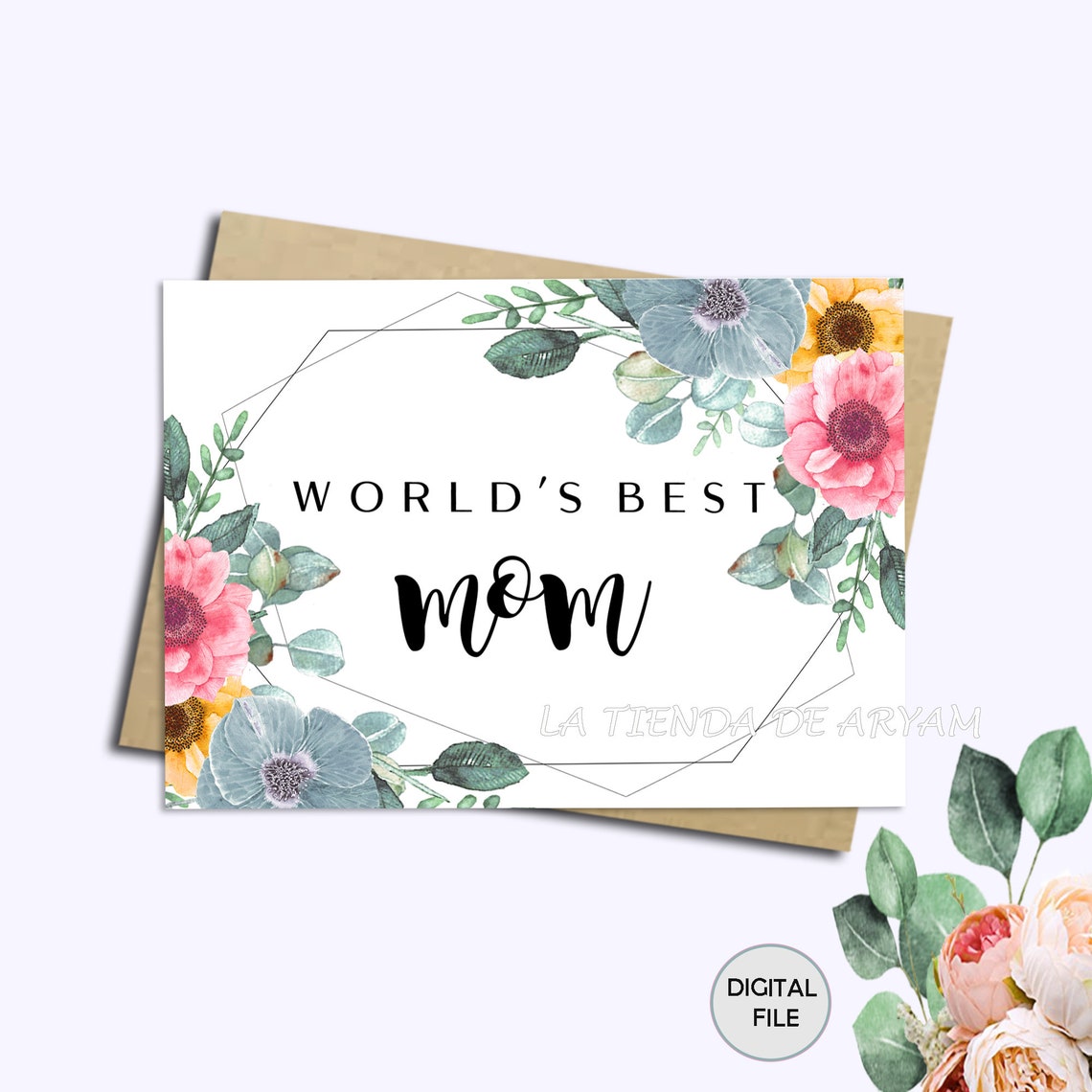 World's Best Mom Card PRINTABLE Card Mother's Day | Etsy