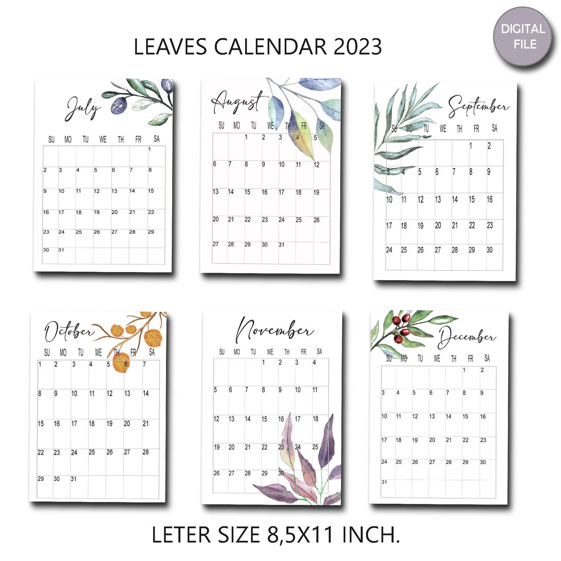 2023 Calendar Printable Wall Calendar 2023 2023 Botanical Etsy España