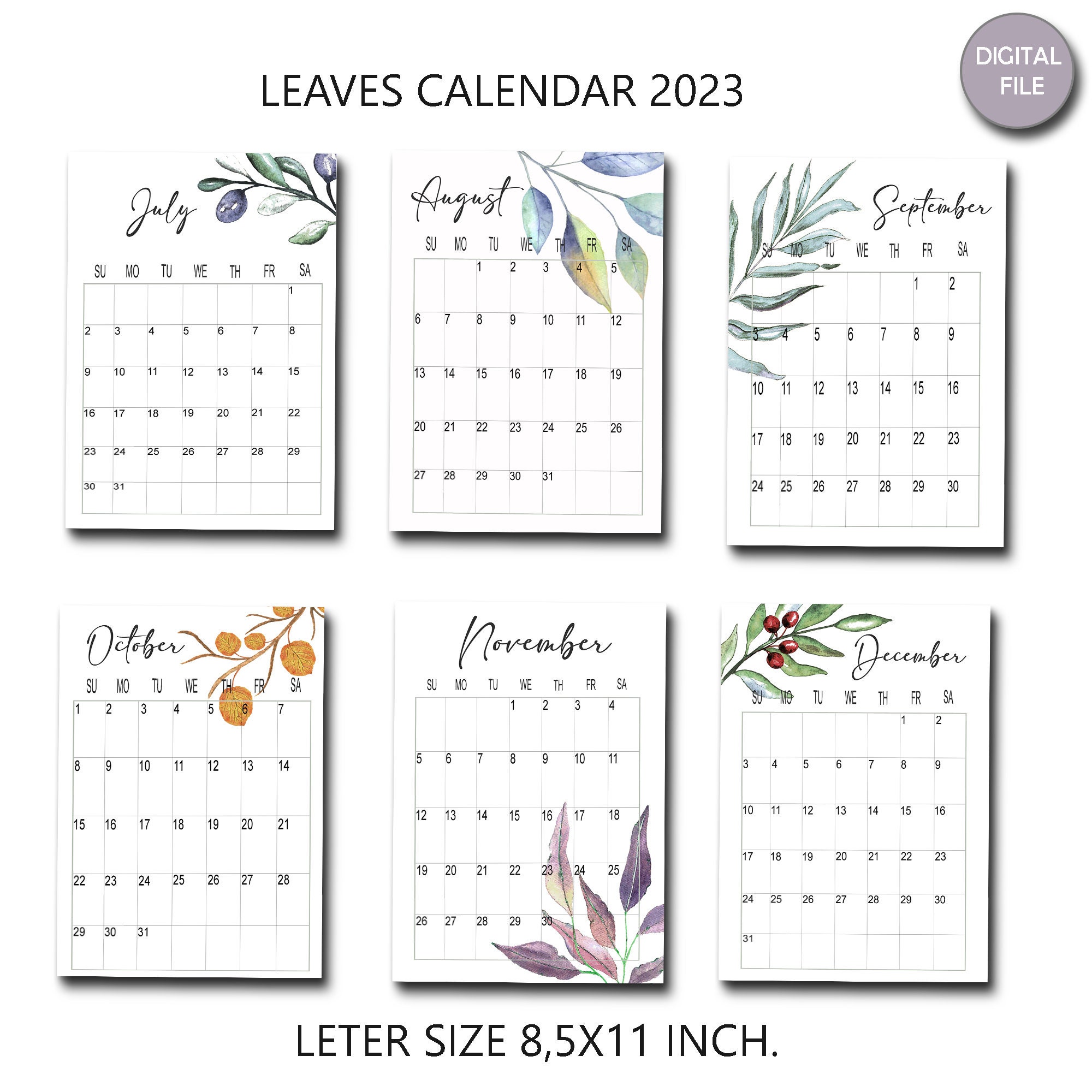 2023 Calendar Printable Wall Calendar 2023 2023 Botanical Etsy
