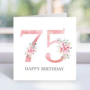 Carte 75e anniversaire imprimable, carte 75e anniversaire imprimable, carte 75e anniversaire personnalisée, 75e carte espagnole
