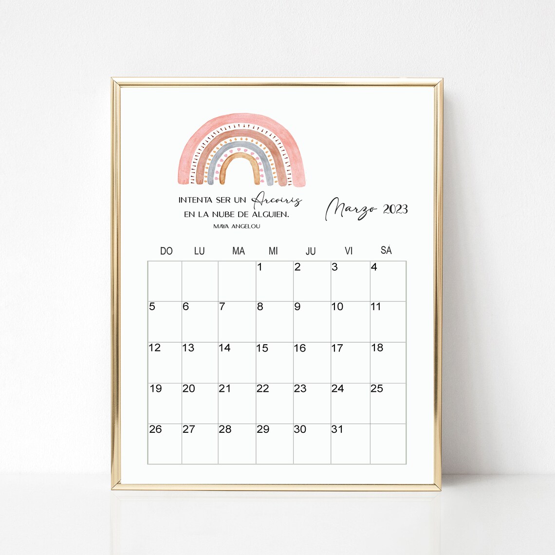 Spanish Wall Calendar 2023 Calendar Printable Monthly Modern - Etsy México