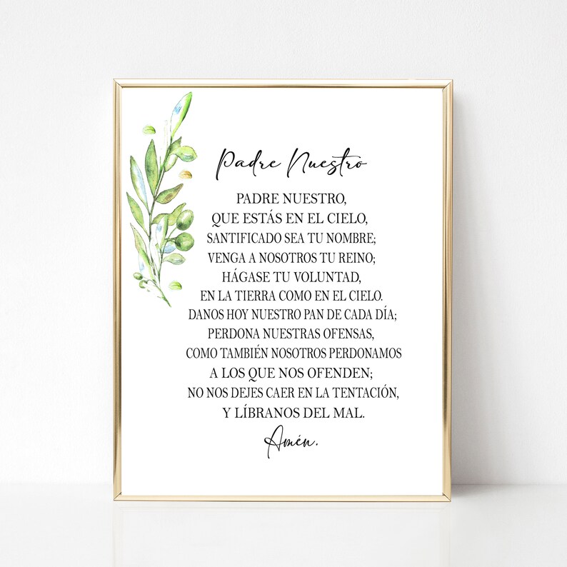Padre Nuestro Spanish the Lord's Prayer Oración Del - Etsy