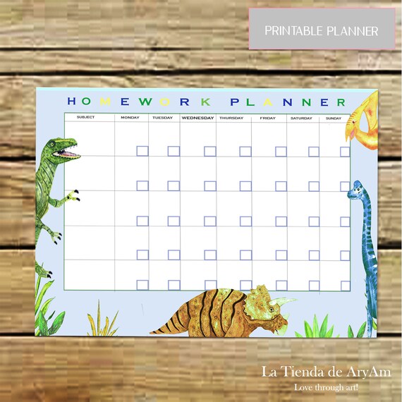 Kids Homework Planner Printable Childs Homework Planner | Etsy