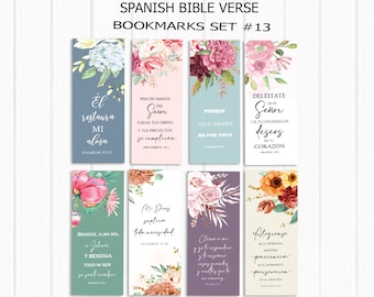 Signets bibliques espagnols, ensemble imprimable de 8, 7 x 2,5 pouces, signets Inspirational Art Journal, verset biblique espagnol pour l'anxiété