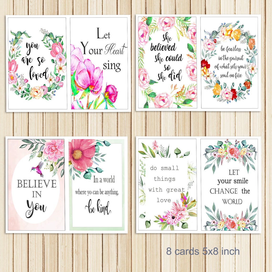 Quote Cards Set Inspiring Cards Quote Print Wall Art | Etsy