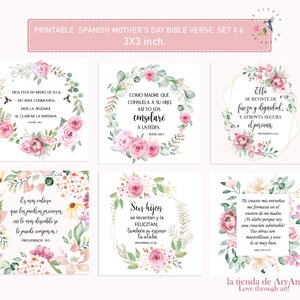Spanish Printable Mother's Day Bible Verse Cards, Spanish Mom's Scripture Cards, Spanish Women Bible  Cards, Versículos Biblicos para mamá