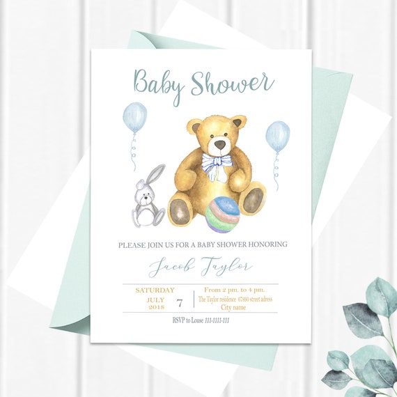 captura Seguid así recoger Baby Shower Invitation Set Teddy Bear Baby Shower Invite Boy - Etsy