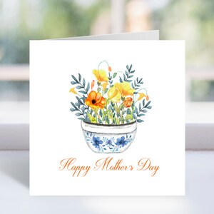 Tarjeta del Día de la Madre Feliz, Tarjeta del Día de las Madres Flowerpot, Tarjeta del Día de la Madre para mamá, Tarjeta del Día de la Madre para la abuela, Tarjeta imprimible,
