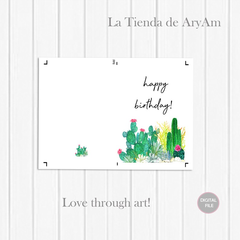 Printable Birthday Card Cactus Birthday Card Happy | Etsy