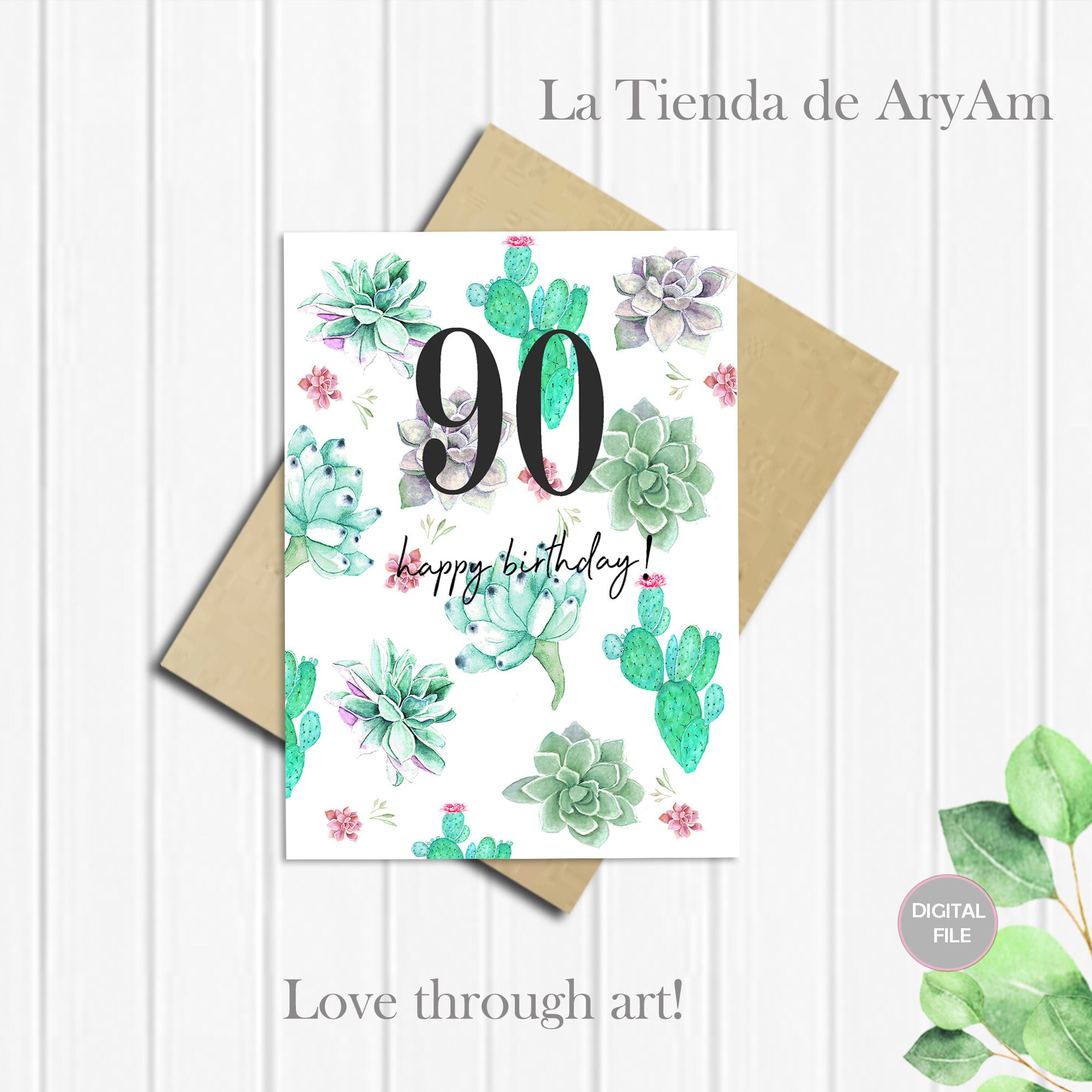Printable 90th Birthday Card Happy 90th Birthday - Etsy