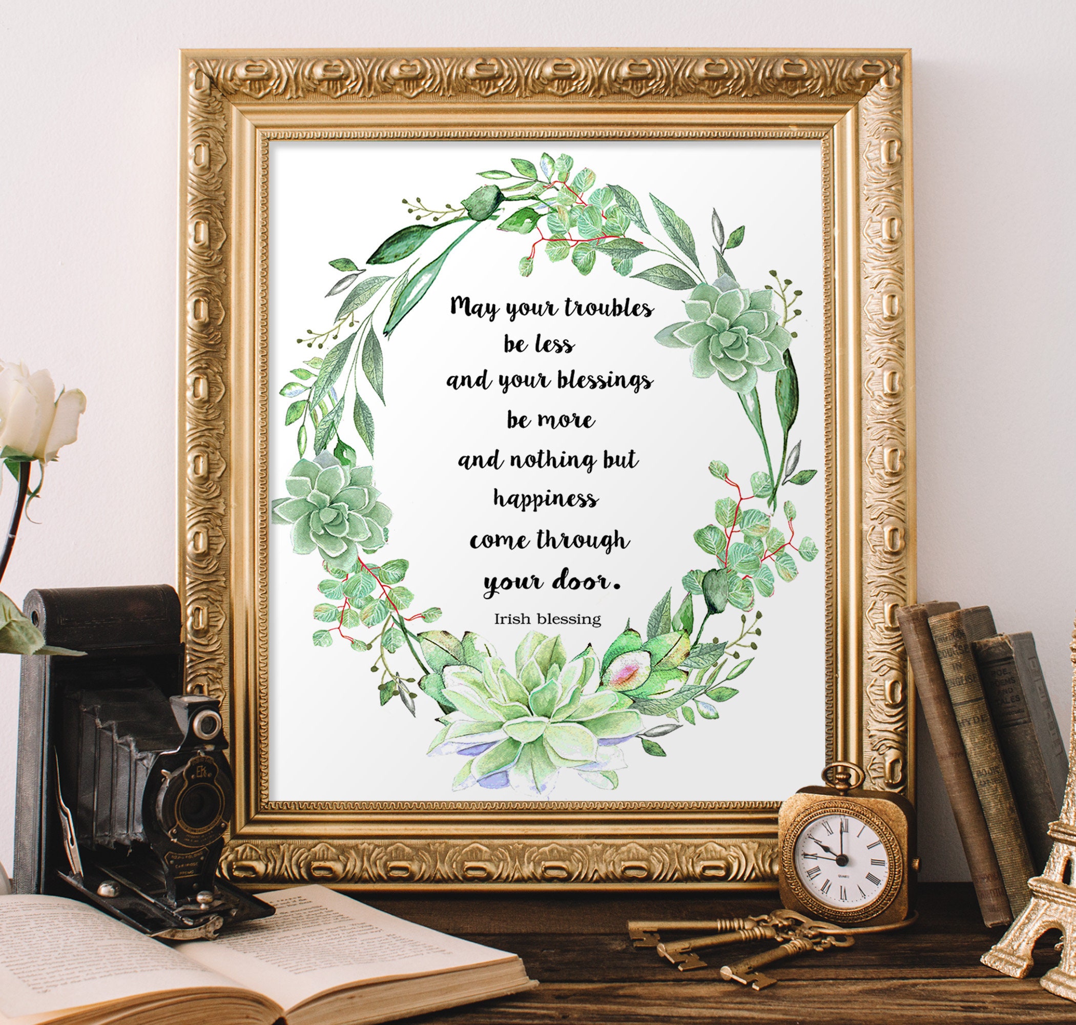 Irish Blessing Printable Wall Art May Your Troubles Be Less Etsy