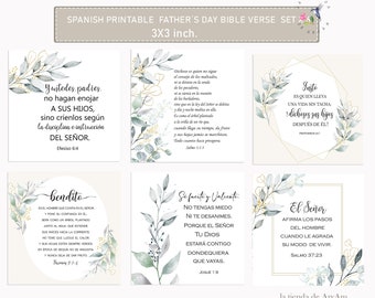 Spanish Printable Father's Day Bible Verse Cards, Spanish Father's Scripture Cards, Spanish Men Bible  Cards, Versículos Biblicos para papá