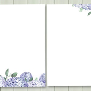 Stationary, Writing Paper Printables, Letter paper, 5x7 notepad,  Card Paper, Hydrangeas letter paper, Instant Downloads, watercolor notepad