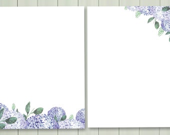 Stationary, Writing Paper Printables, Letter paper, 5x7 notepad,  Card Paper, Hydrangeas letter paper, Instant Downloads, watercolor notepad