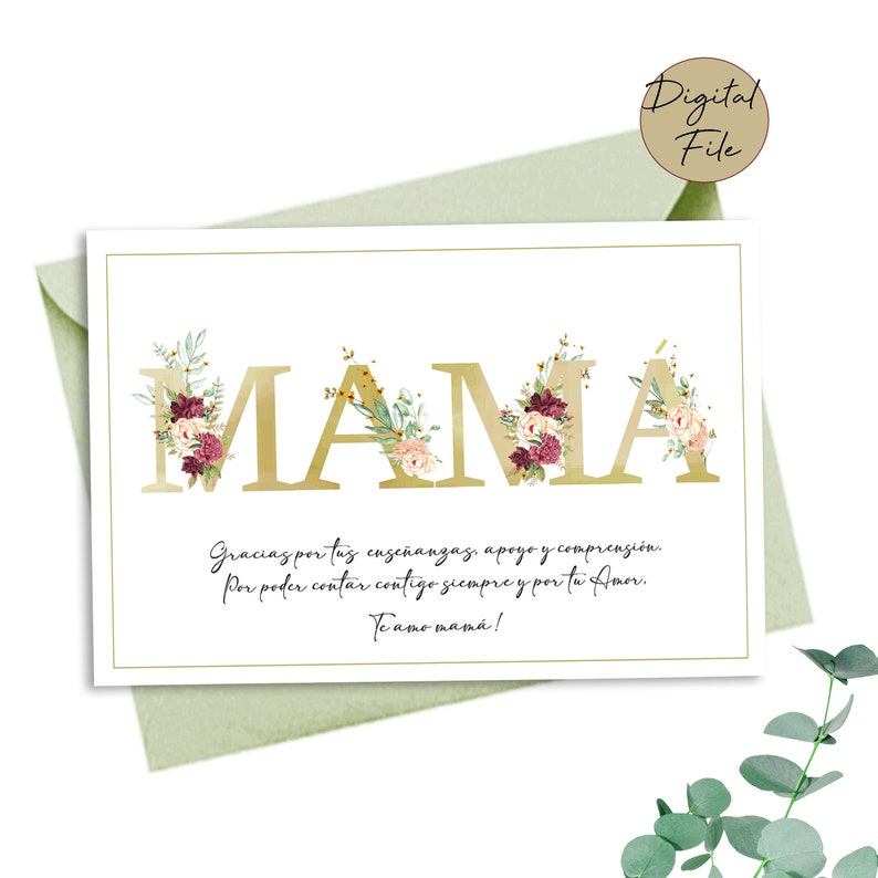 PRINTABLE Spanish Card for Mom Spanish Mother's Day Card - Etsy