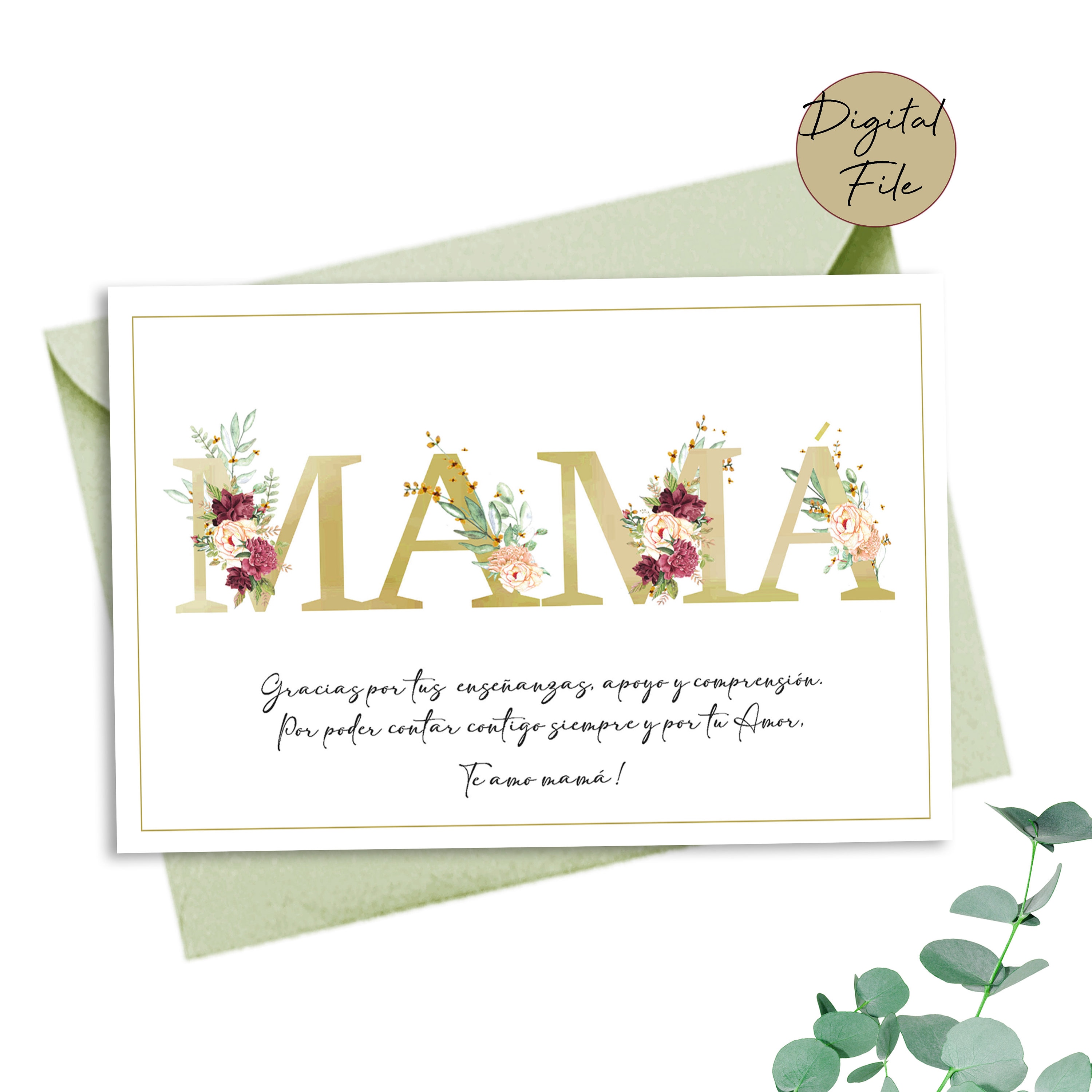 PRINTABLE Spanish Card For Mom Spanish Mother's Day Card - Etsy España