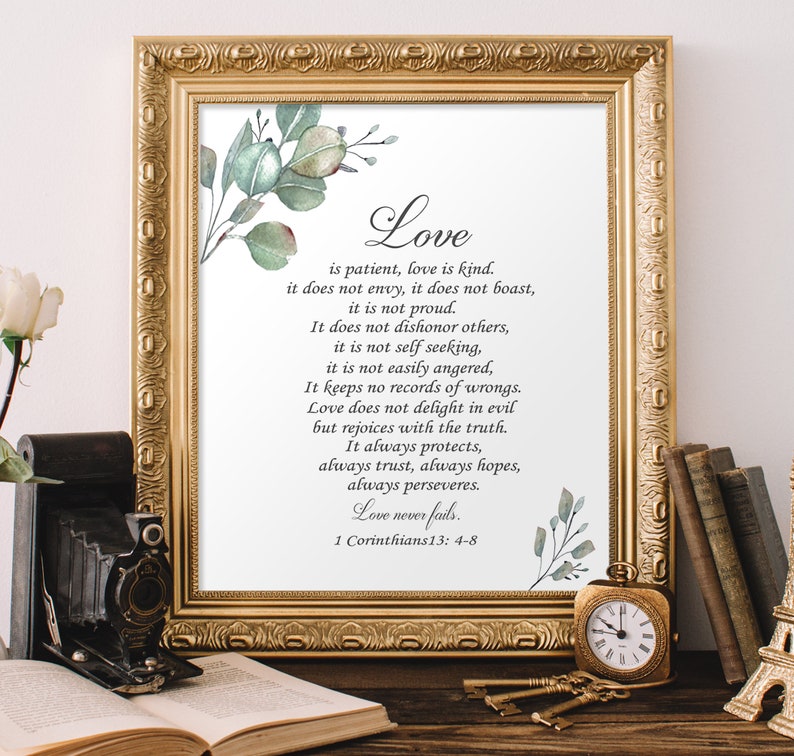 Love is Patient Love is Kind Bible Verse Wall Art Christian Etsy