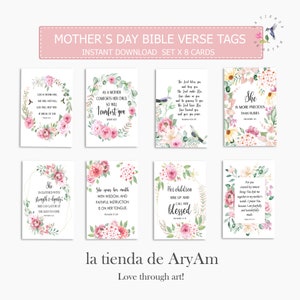 Bijbelvers tags, Schriftkunsttags, 3,50" x 2,50" Moederdagkaarten, afdrukbaar bijbelvers, Vrouwen Bijbelvers Tags,