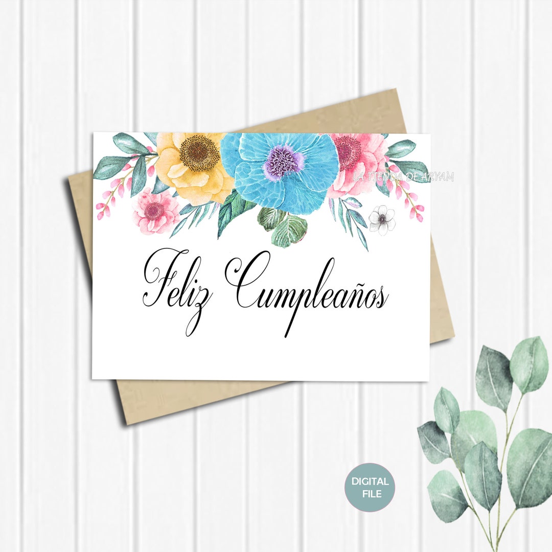 Printable Feliz Cumpleaños, Happy Birthday Card, Instant Download, 5x7 ...
