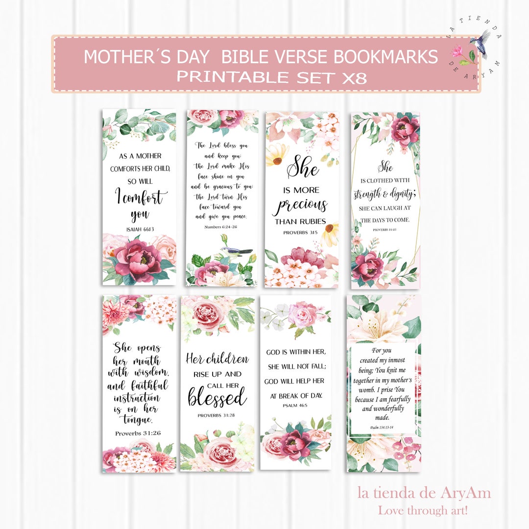 Printable Bible Verse Bookmarks, Mother's Day Bible Verses Bookmarks ...