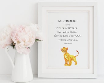 Joshua 1:9, Be Strong And Courageous, Printable,  Be Strong And Courageous Do Not Be Afraid, Bible Verse Print, Bible Art Nursery Print