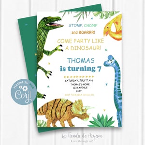 Dinosaur Birthday Invitation. Dinosaur Party, EDITABLE Invitation. Roar Party Decor Kid Birthday. Dino Party. 5x7 DIGITAL Printable file