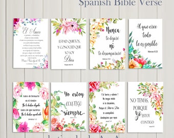 Spanish Bible Verse tags, collage sheet, Scripture art tags,3.50" x 2.50" inspirational cards, 5" x 8",  printable spanish bible verse