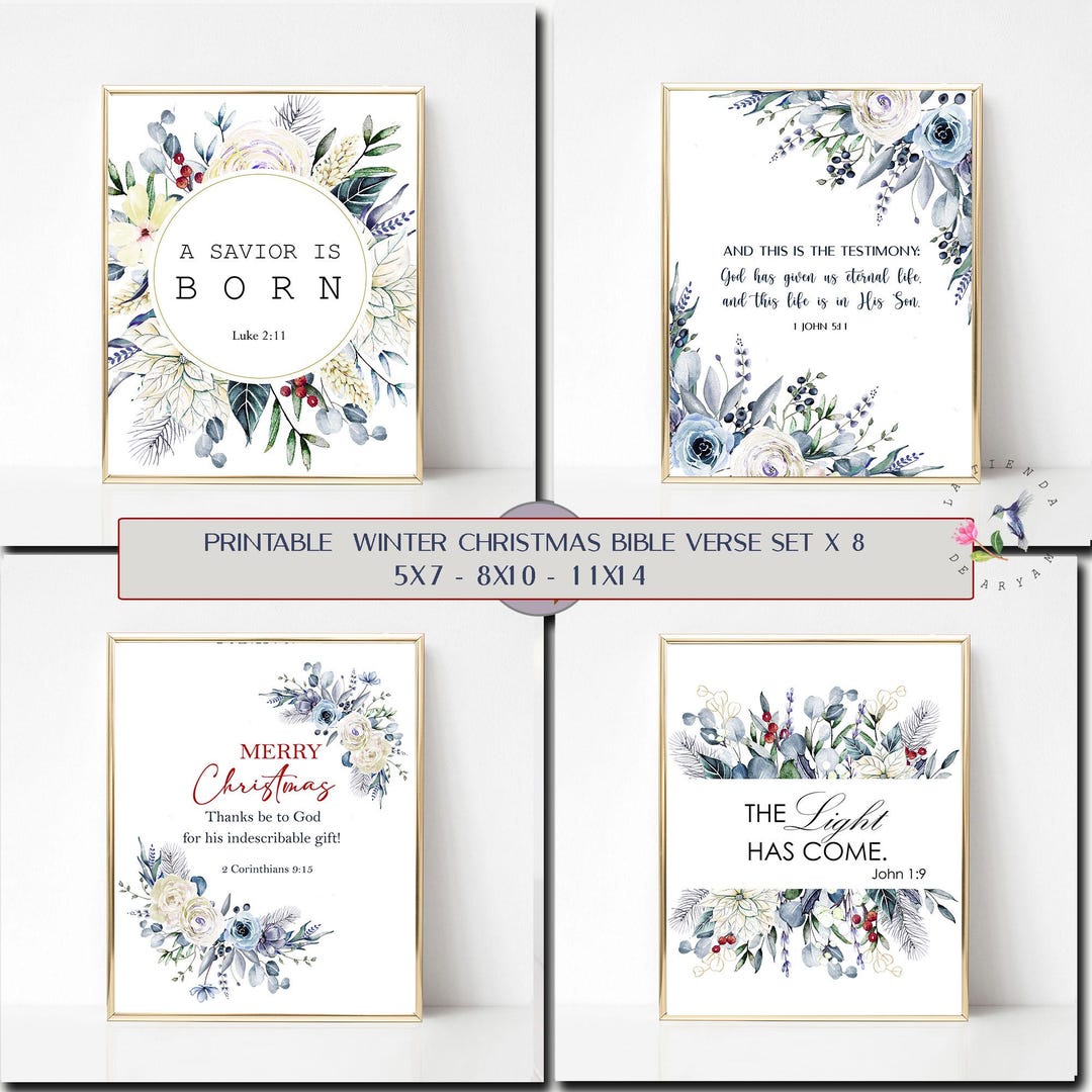 Printable Winter Christmas Bible Verse Set, Set X8 Christmas Bible Vers ...
