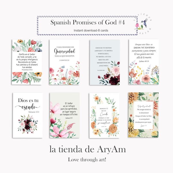 Spanish Promises of God, Promesas de Dios, Spanish Bible Verse Tags, Women Bible Verse, Spanish Mother's Day, Spanish Woman Gift