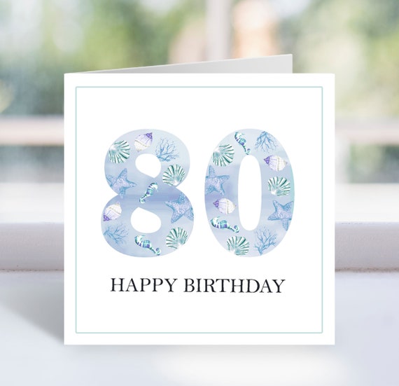 80th Birthday Card 80th Watercolor Birthday Card Printable | Etsy