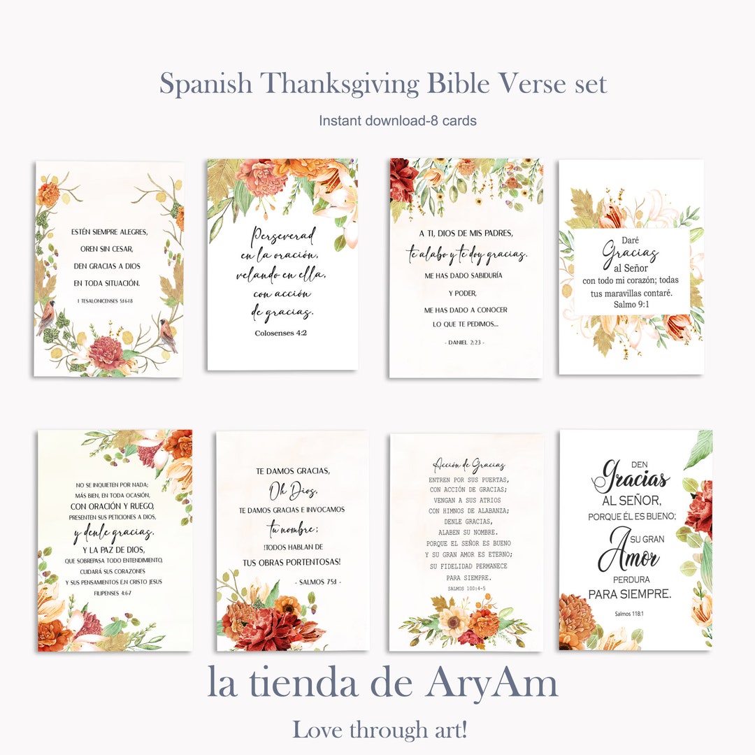 Spanish Thanksgiving Bible Verse Tags, Versículos De Accion De Gracias