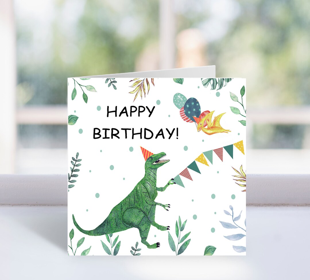 Dinosaur Printable Birthday Card, Birthday Card for Kids, Kids Birthday ...