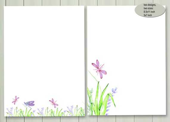 Stationery Writing Paper Printables Letter Paper 5x7 | Etsy