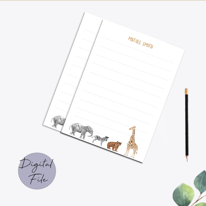 Jungle Animals Stationery Set PRINTABLE Personalized - Etsy